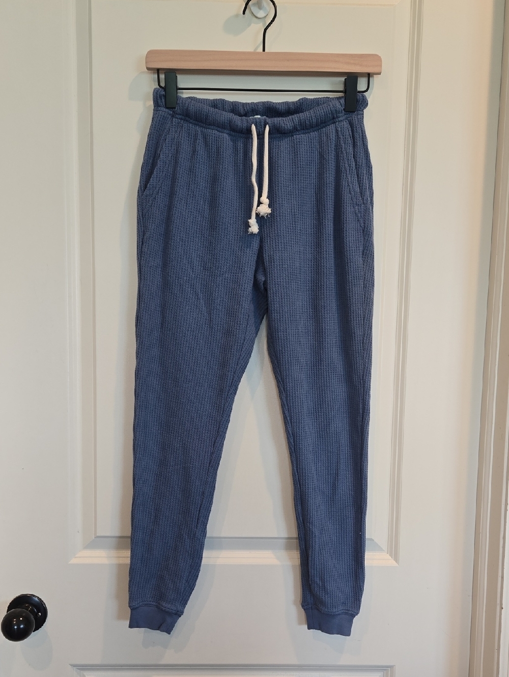aerie Blue Waffle Knit Joggers with Drawstring
